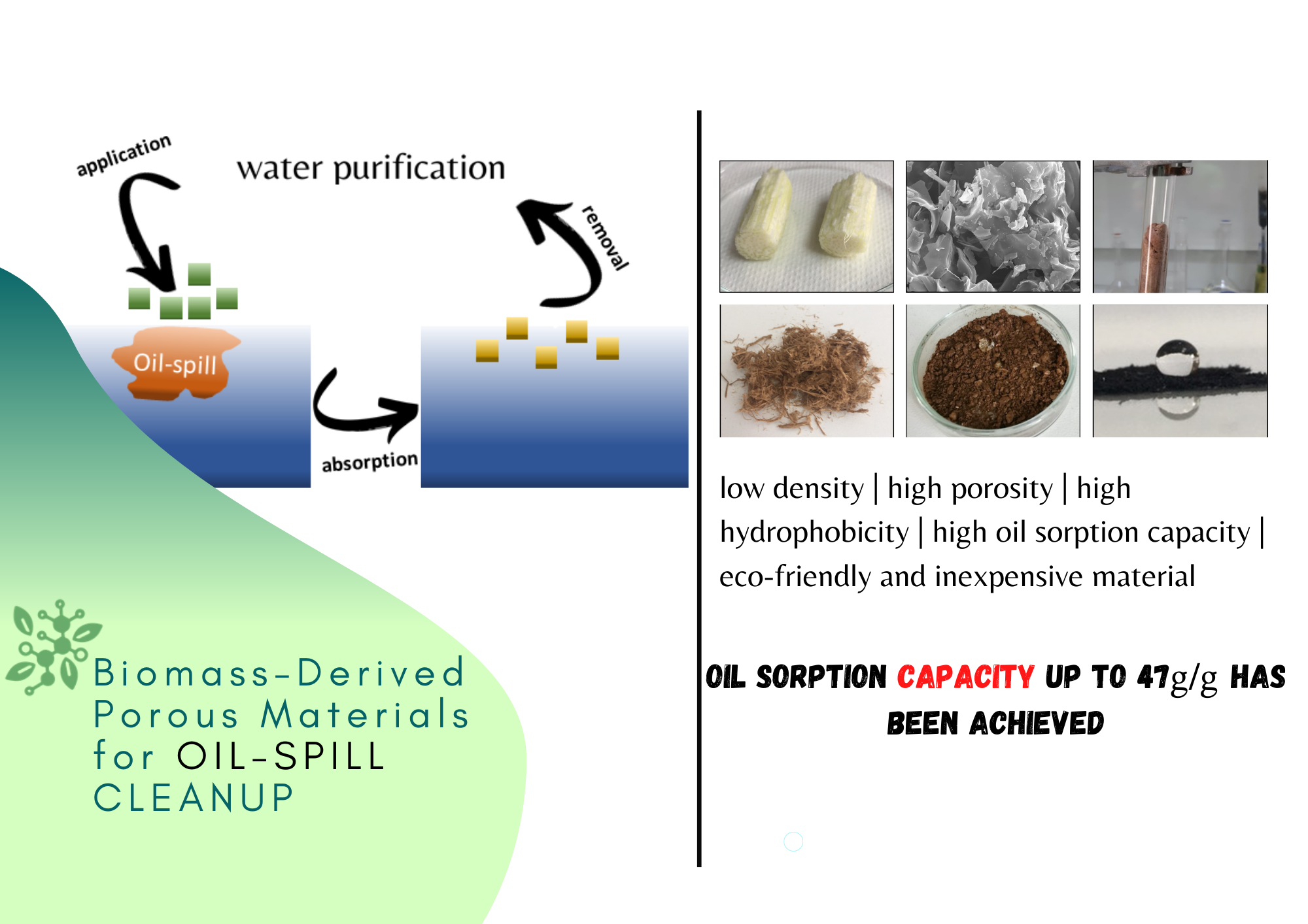 Biomass-derived porous materials for oil spill cleanup