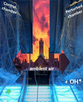 Graphical abstract of the publication entitled 'Measurement of Formation Rates of Secondary Aerosol in the Ambient Urban Atmosphere Using a Dual Smog Chamber System'
