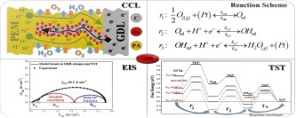 Graphical abstract of the publication entitled 'Unraveling the elusive oxygen reduction reaction electrokinetics and energetics in PEM fuel cells'