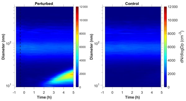 Graphical abstract of the publication entitled New particle formation and growth during summer in an urban environment: a dual chamber study